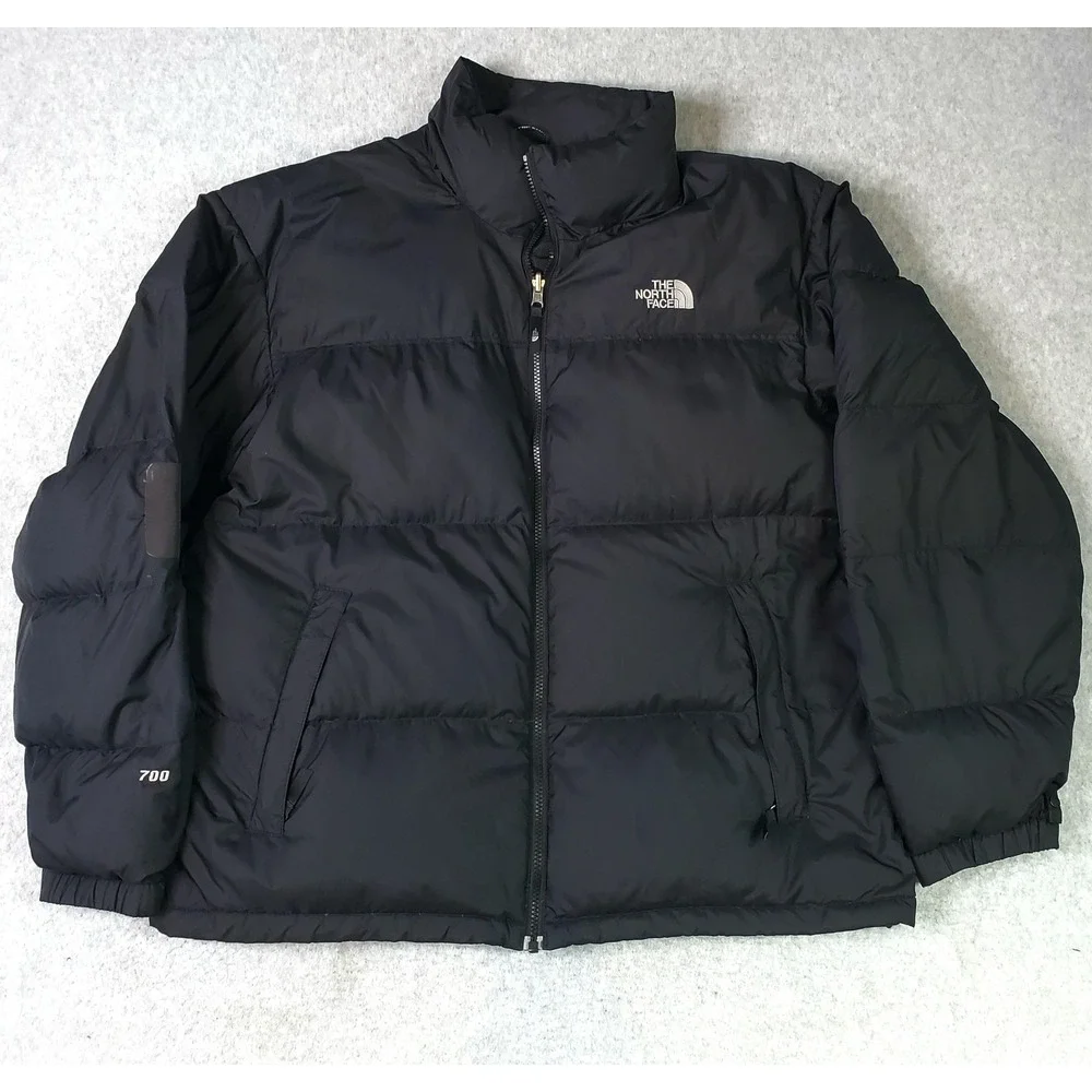 The North Face Nuptse 700 Jacket Mens XL Black Down Puffer Hooded Full Zip